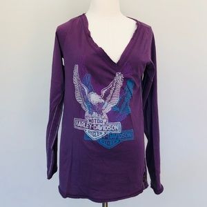 HARLEY DAVIDSON Pullover Long Sleeve Tee Purple Plus Size XXL